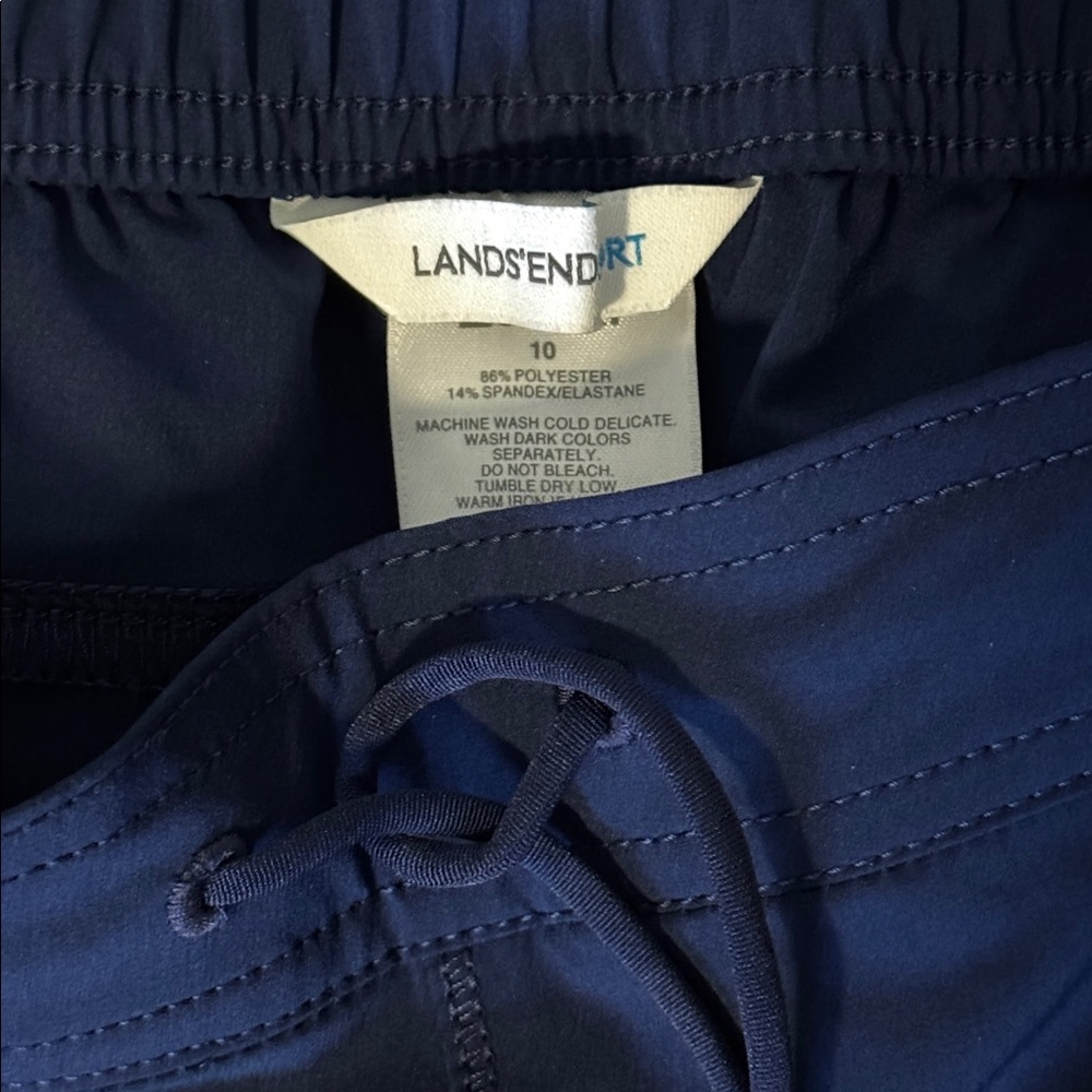 Land’s End Sport Drawstring 9” Shorts Navy Blue Women’s 10 - Picture 4 of 5